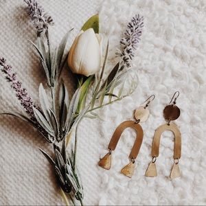 Gold chandelier Earrings.